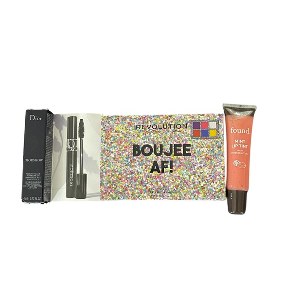 Beauty Bundle NWT Dior Mascara, Revolution Boujee AF Palette, Found Lip Tint - Picture 1 of 5